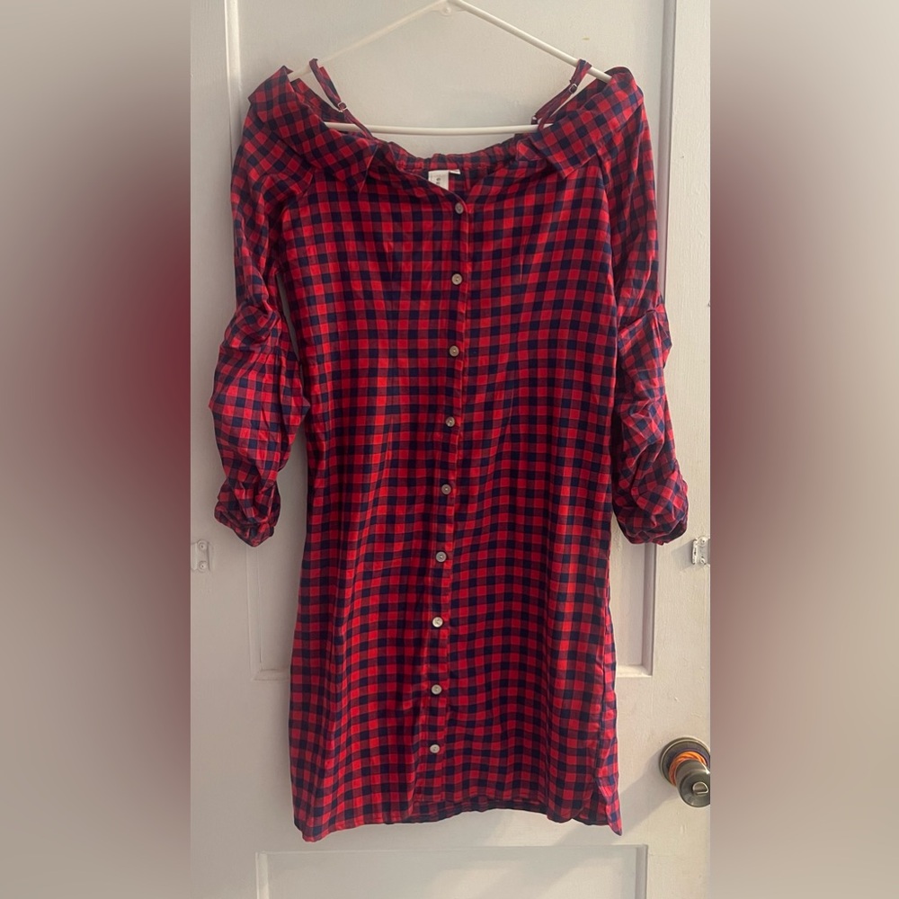 Anthropologie Guest Editor Long Sleeve Open Shoulder Button Up Dress Size XXS